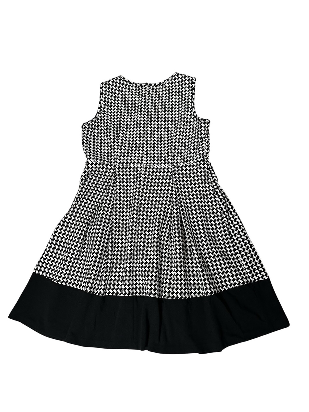 Calvin Klein Black White Houndstooth Fit & Flare Sleeveless Dress Size 14W - Picture 2 of 8